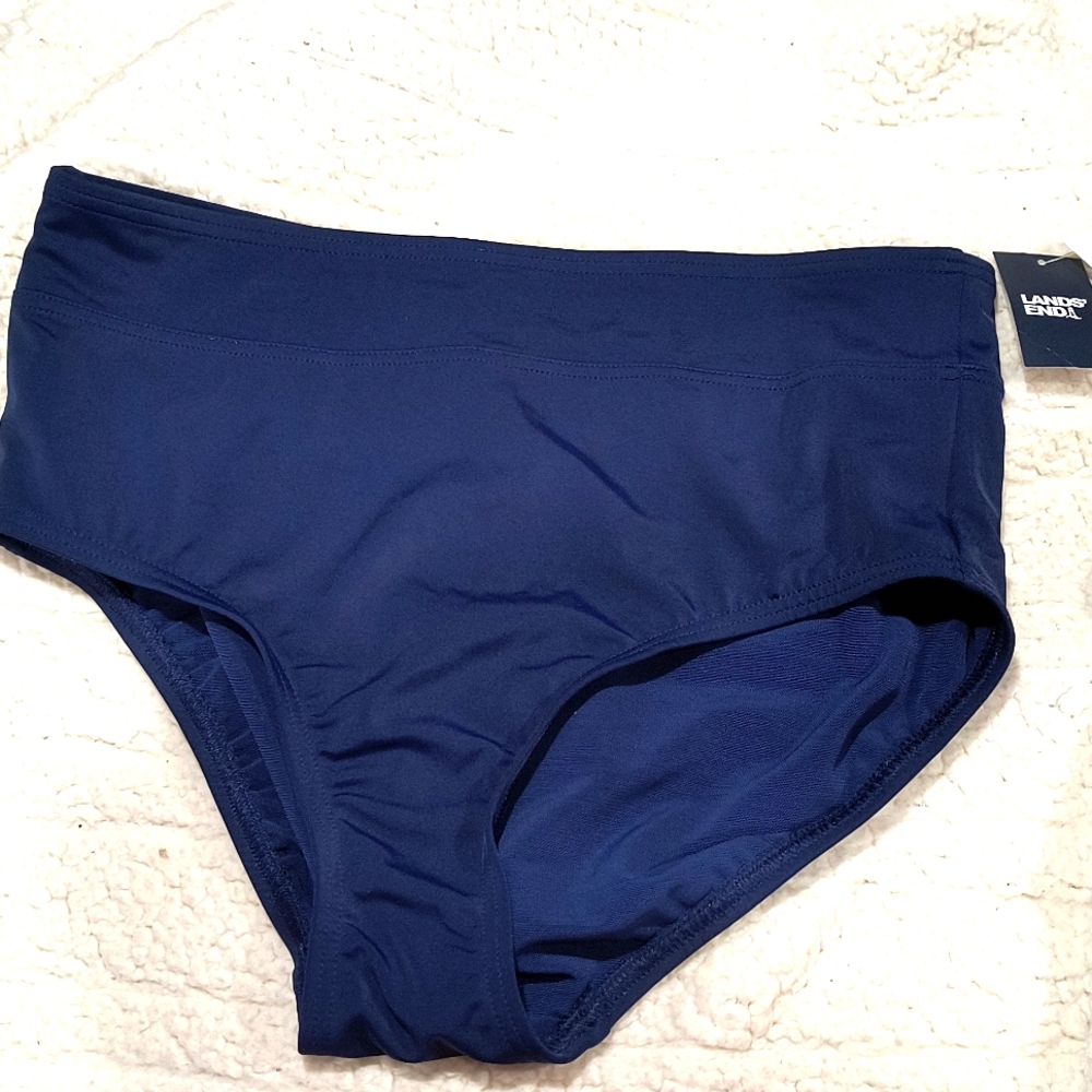Land's End Small (6-8) Navy  Bottoms ONLY,  High Wide Waist   NWT